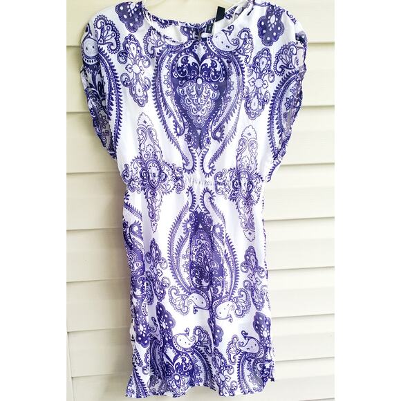 MNG Womens Blue and White dress Size 4 Travel Swim Cover Bride Boho - Picture 3 of 5